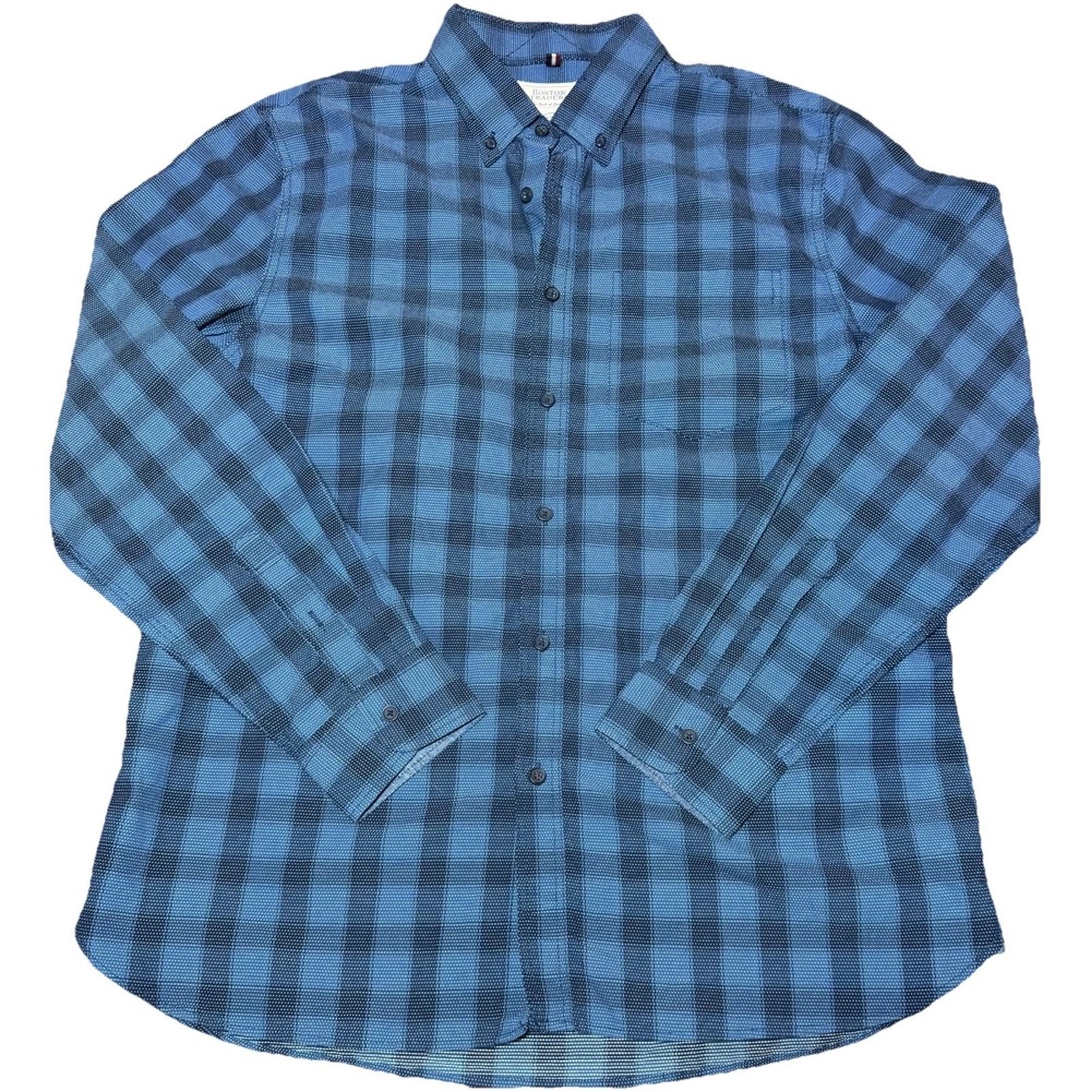 Boston Traders Shirt Mens Large Blue Plaid Button Down Long Sleeve NWT
